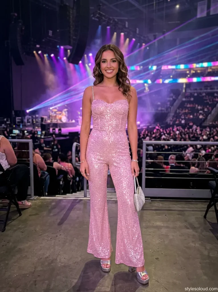Pink Sequin Jumpsuit & Metallics