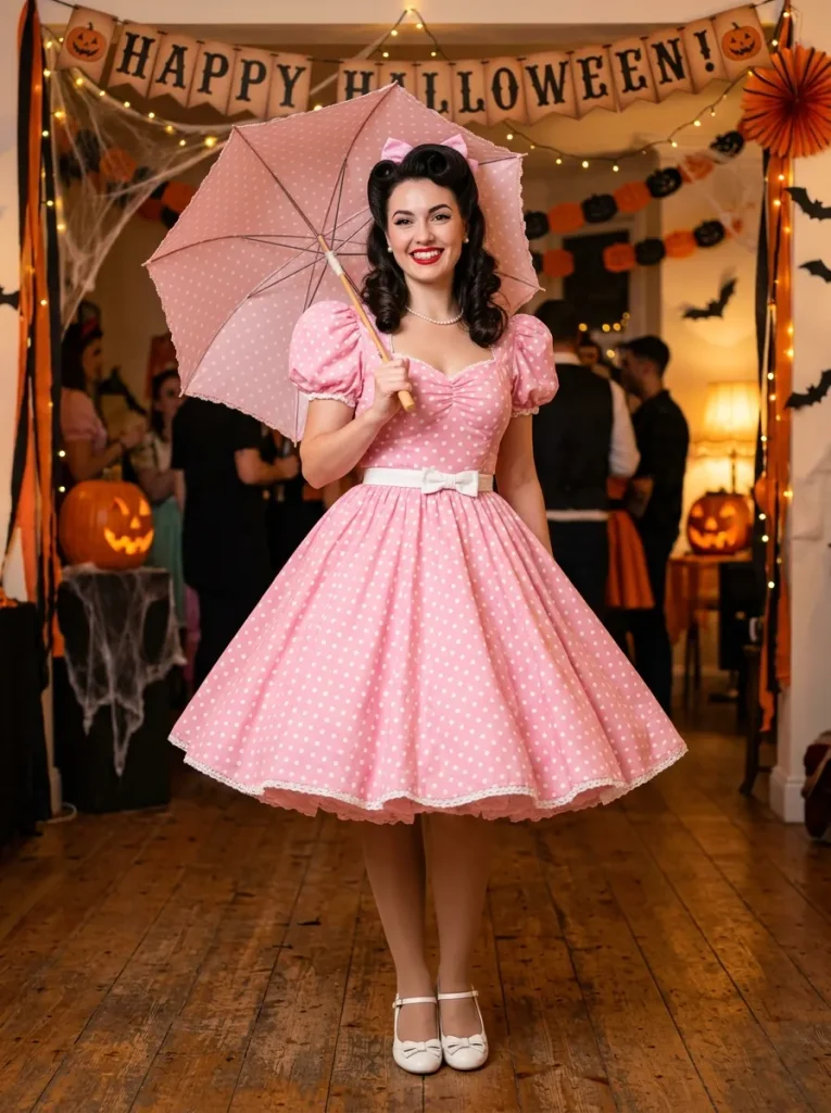 A Pink Polka-Dot Pin-Up Dress