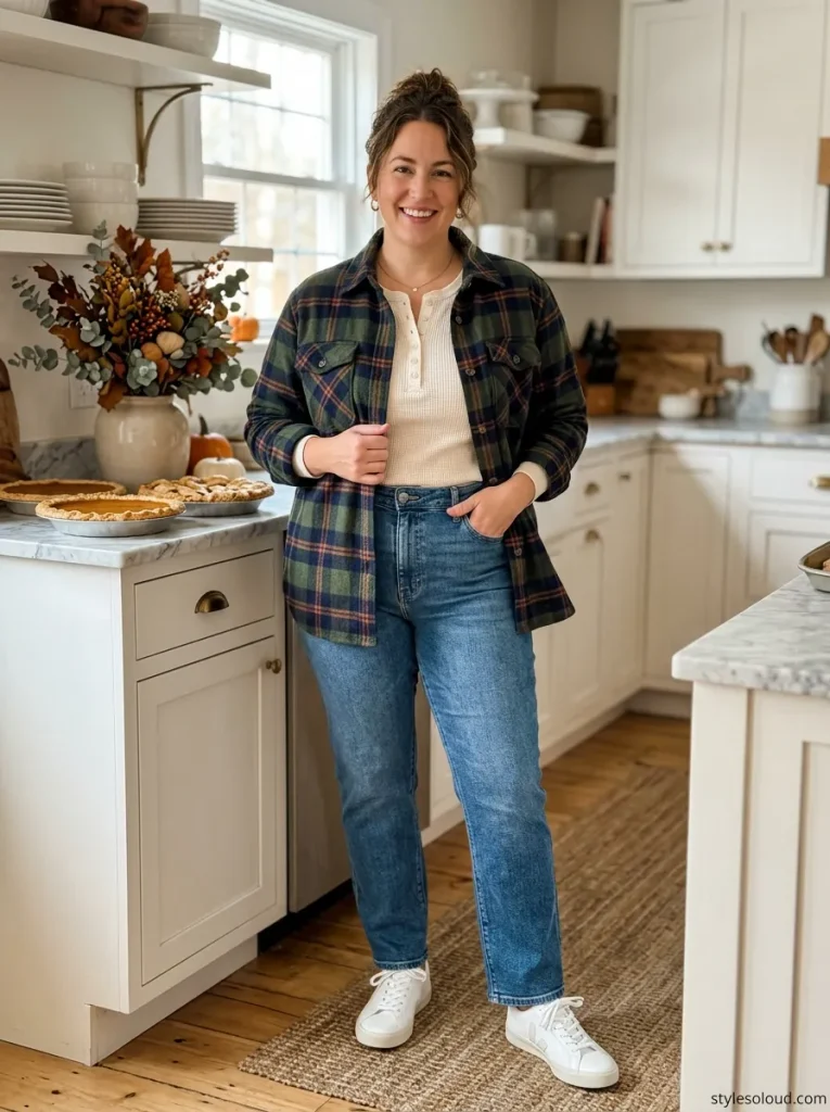 Plaid Shacket & Straight Jeans