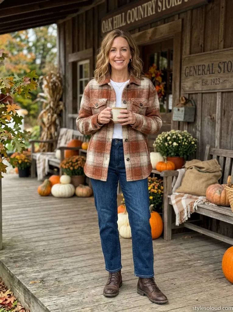  Plaid Wool Shacket & Straight Jeans