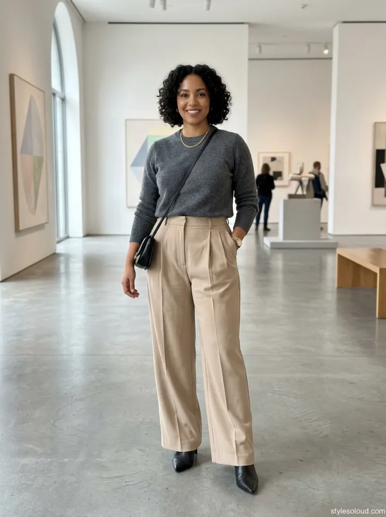 Pleated Trousers & French-Tuck Knit