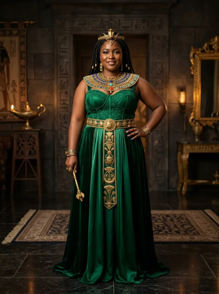 A Plus-Size Cleopatra in Rich Emerald
