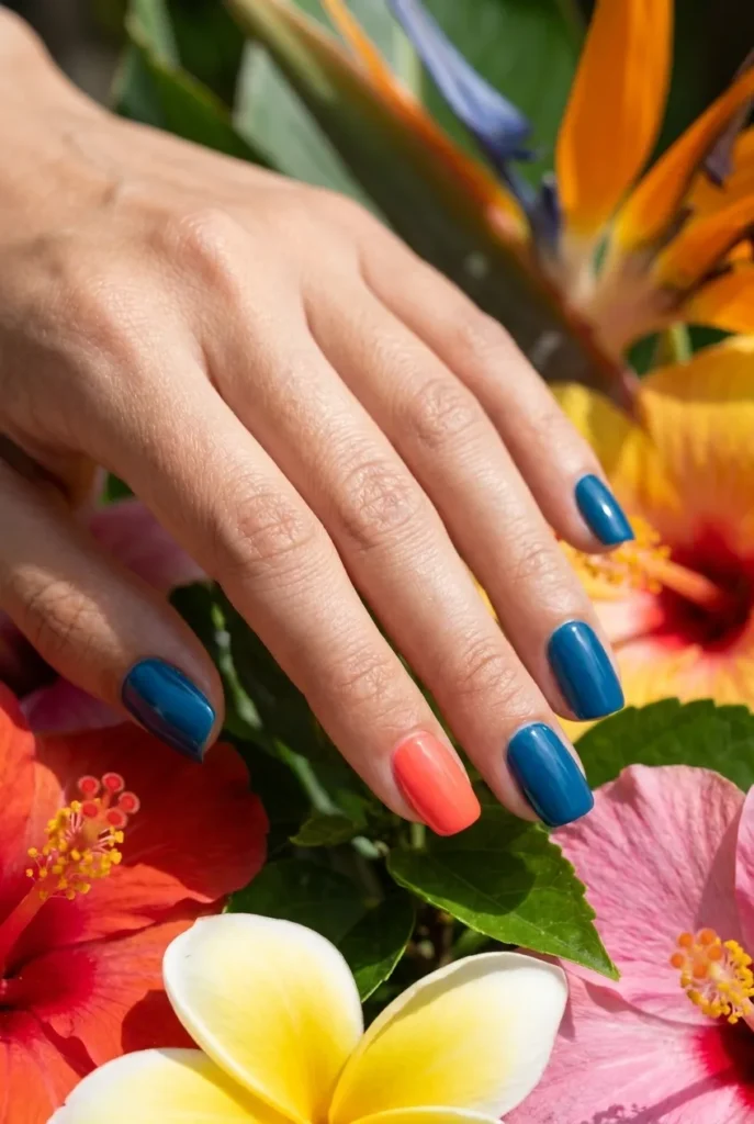 Orange With Your Blue Nails art