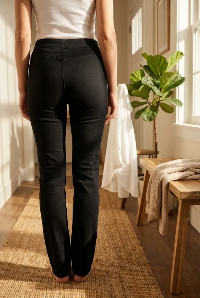 Pull-on jeans with no back pockets