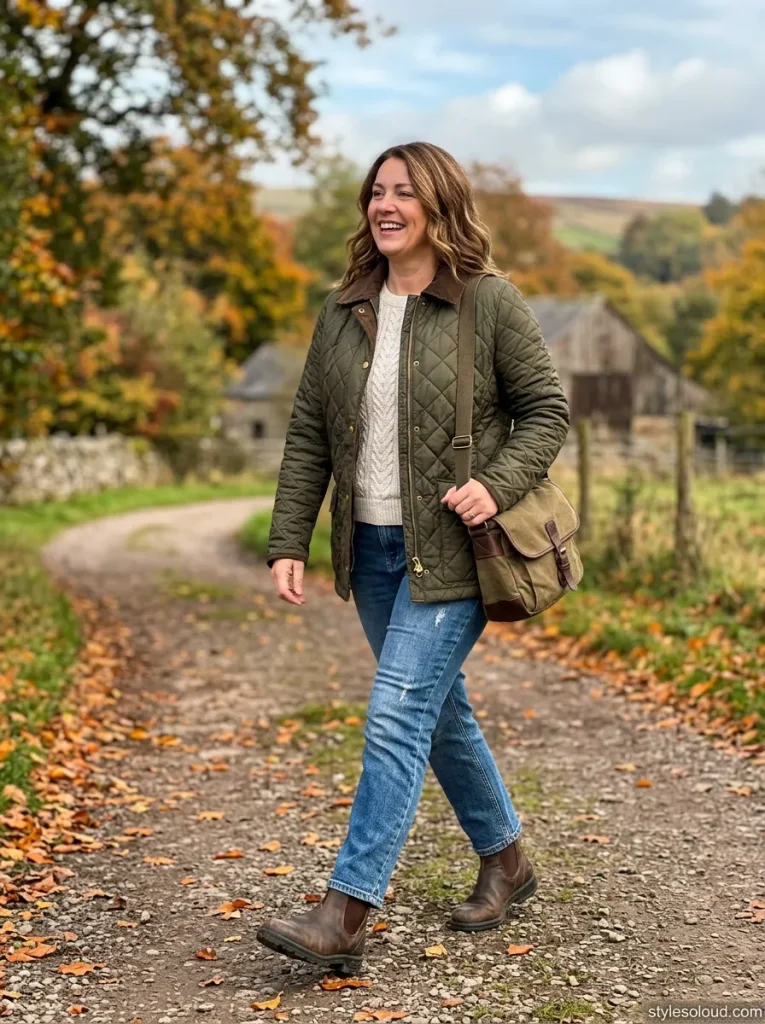 Quilted Barn Jacket with Straight-Leg Jeans & Chelsea Boots