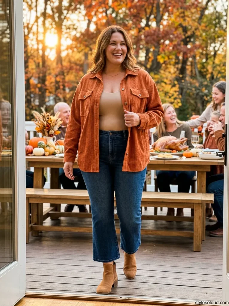 Relaxed Corduroy Utility Shirt Jacket over a Neutral