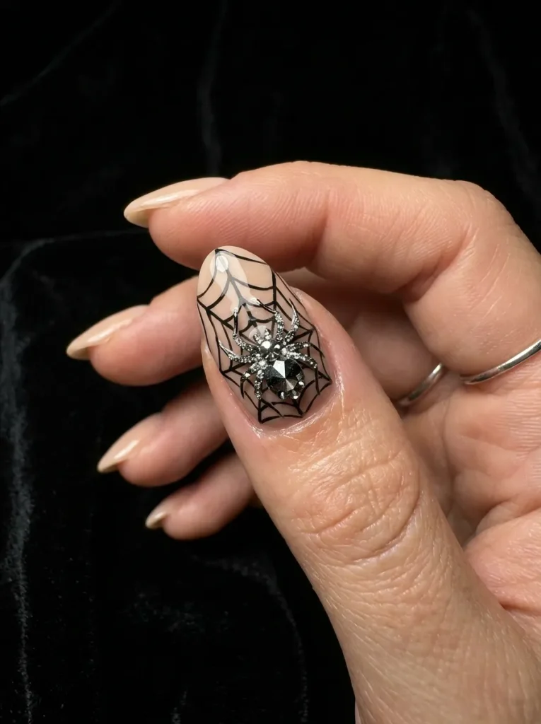 A Rhinestone Spider on the Web