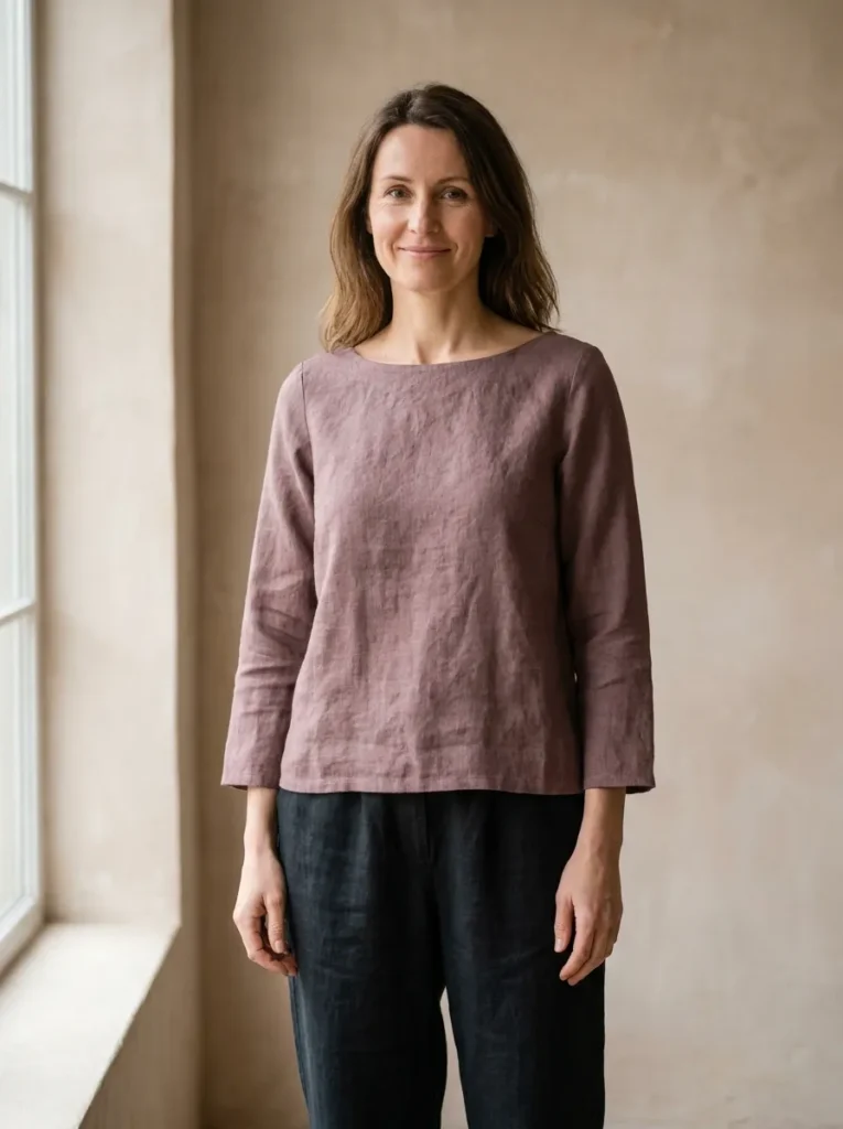 Right neckline depth — dusty mauve A