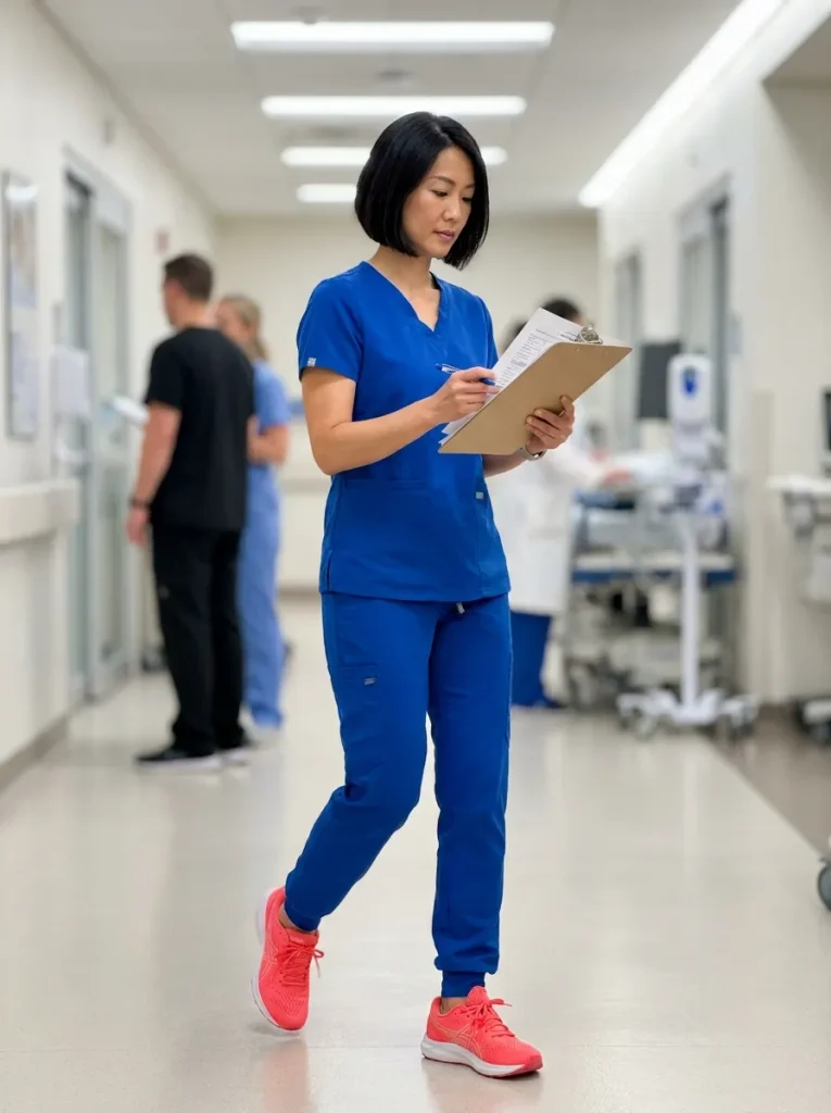 Royal Blue Scrubs with Bright Accent Sneakers