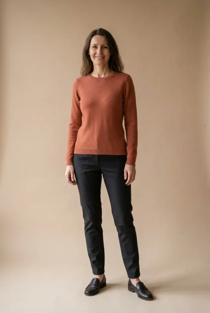 Semi-fitted knit — soft terracotta