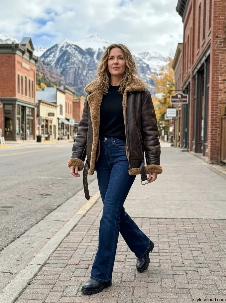  Shearling Aviator & Flare Denim