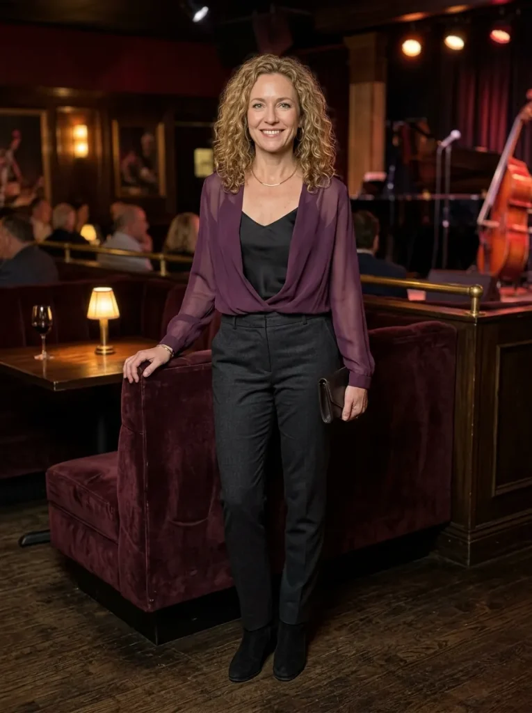 Sheer Blouse & Solid Camisole