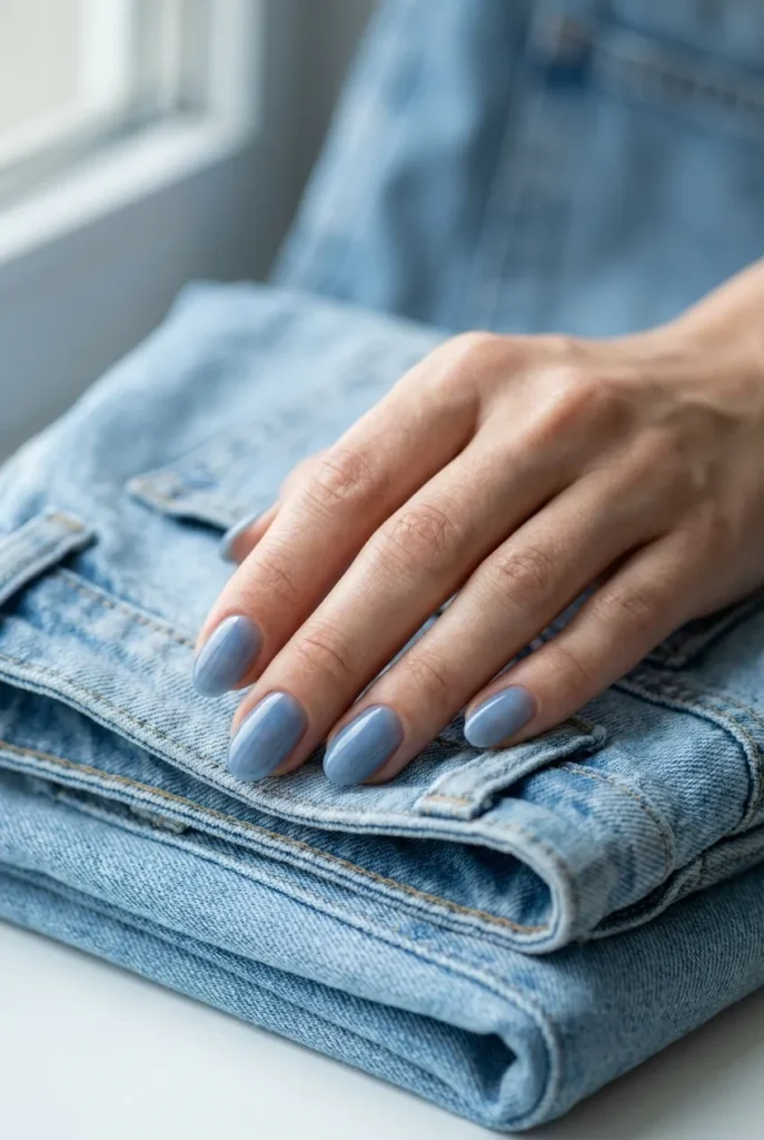 Sheer denim blue Nails art