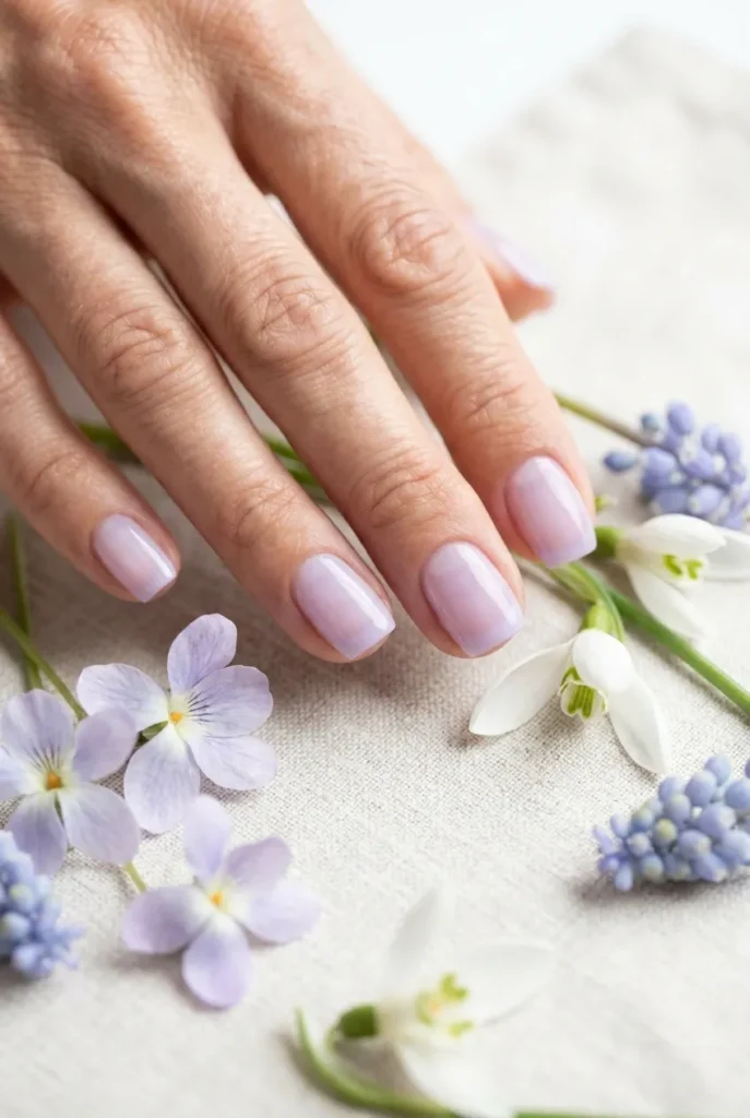  Sheer lavender nails design