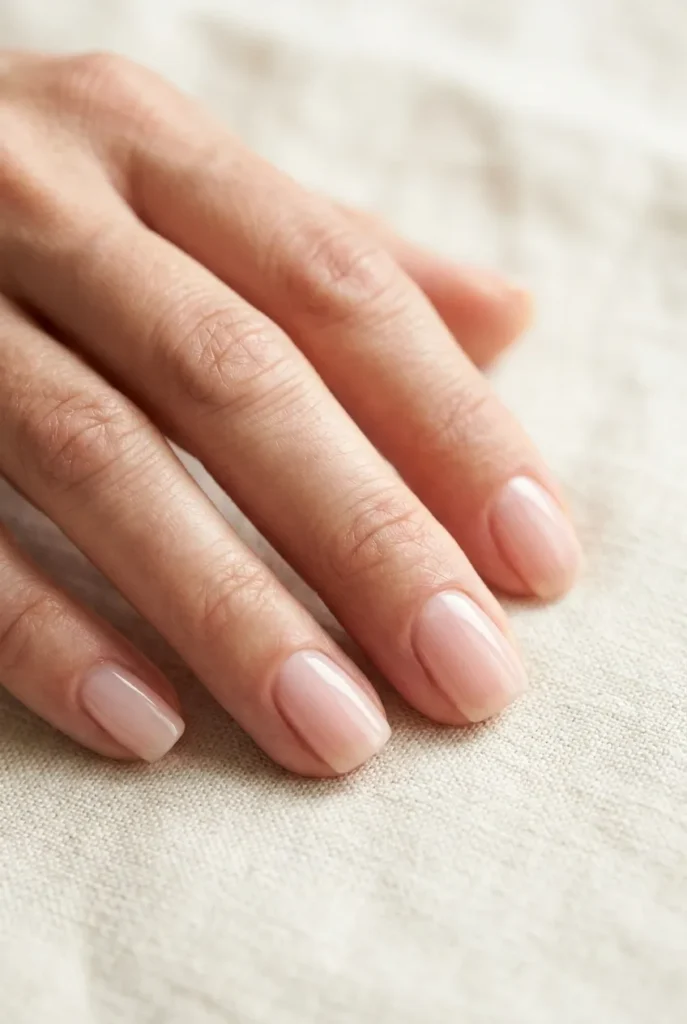Sheer milky nude nails design