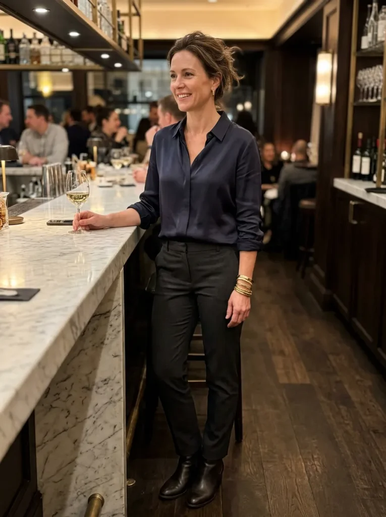 Silk Blouse with Pushed-Up Sleeves