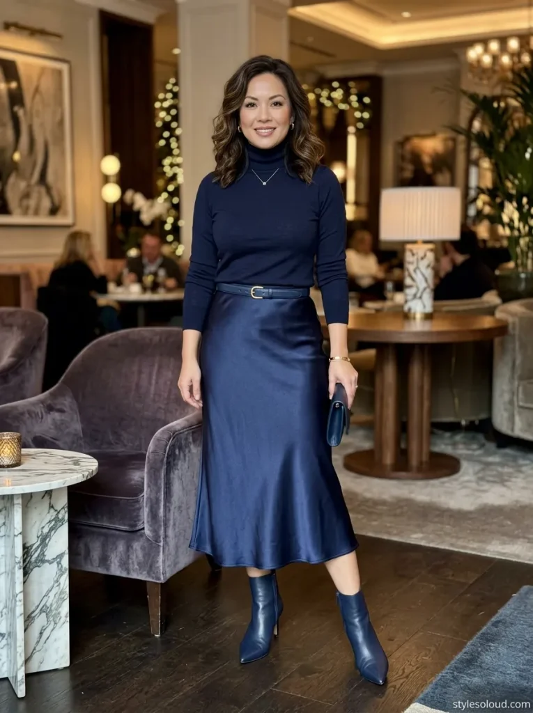 Silk Slip Skirt & Turtleneck