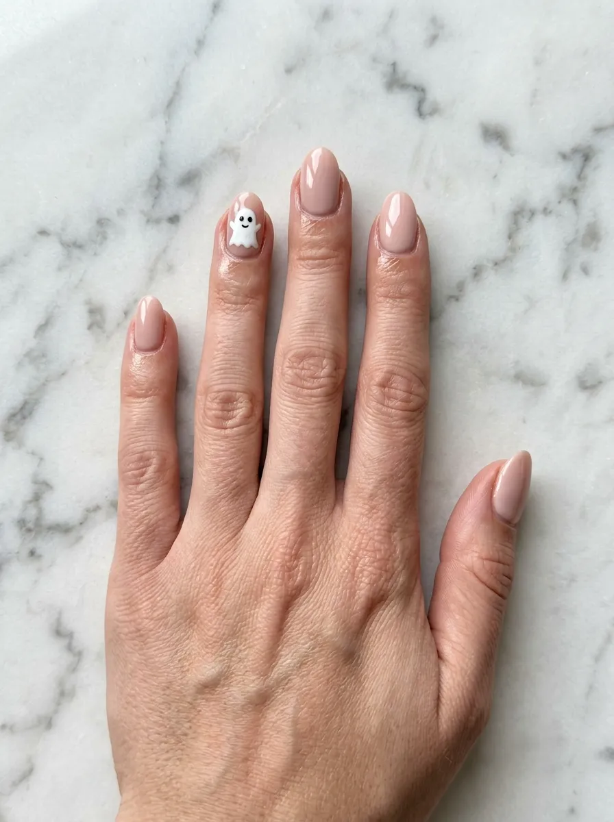 A Single Cute Ghost Accent Nail