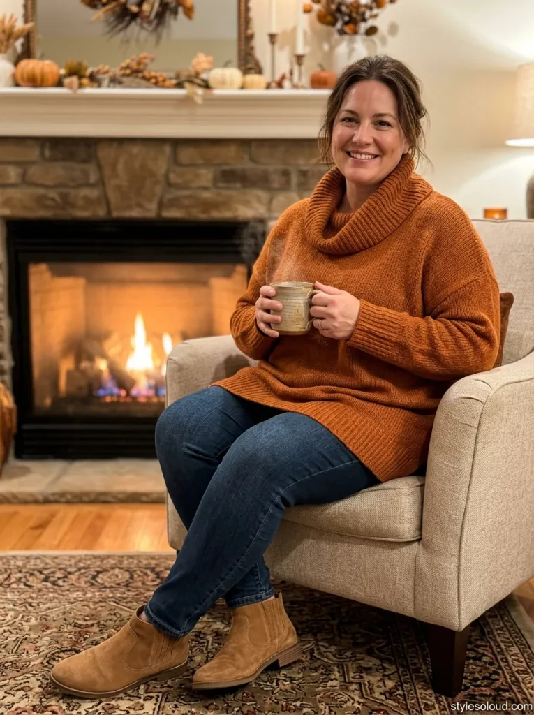  Slouchy Cowl-Neck Tunic Sweater with Smoothing