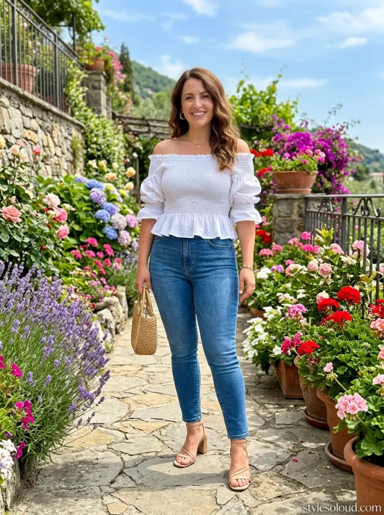 Smocked Peplum & Skinny Jeans