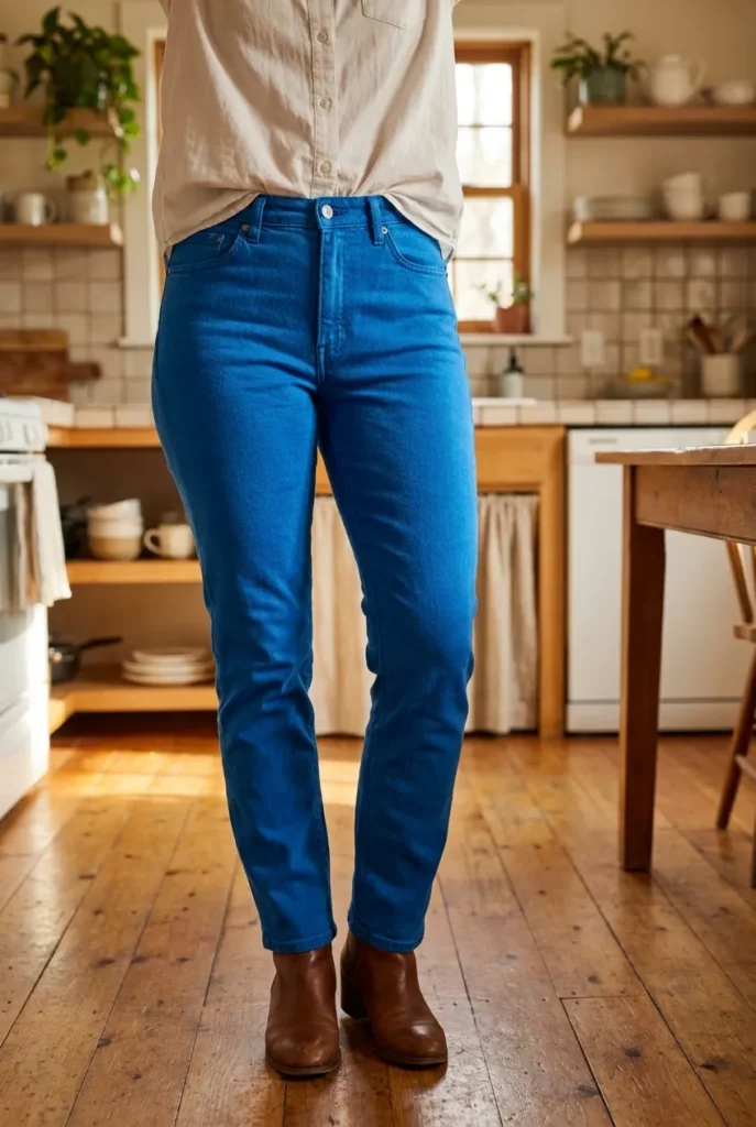 Soft front tuck — bright true blue