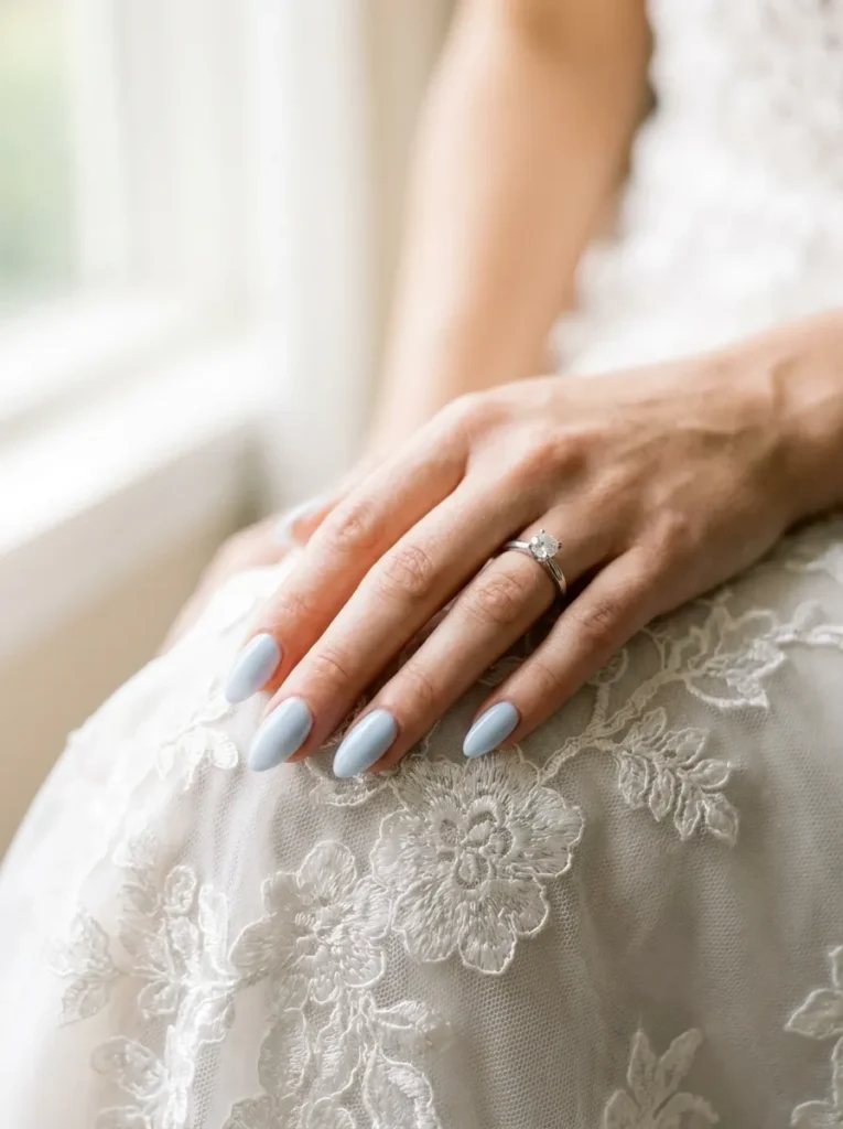  Soft powder blue for the bride