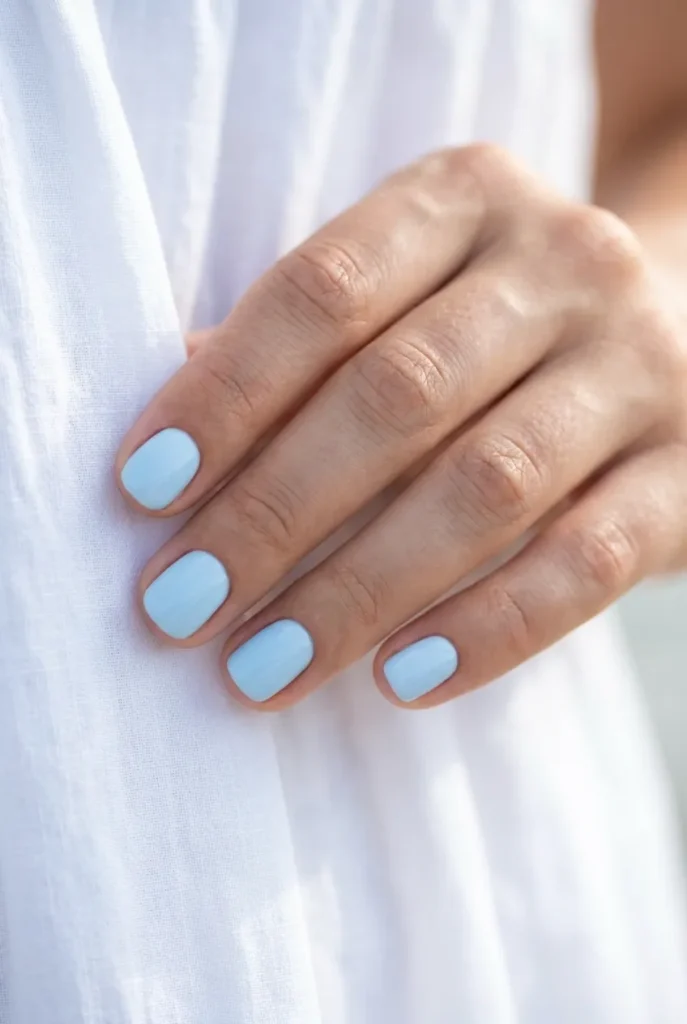 Soft sky blue nails art
