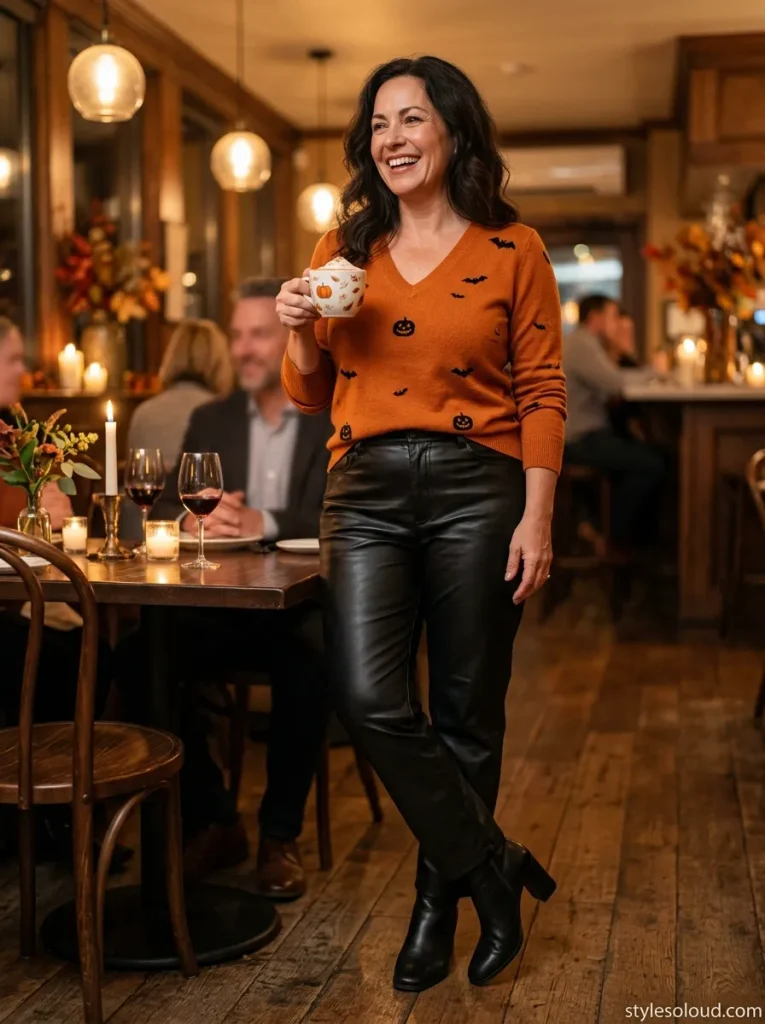 Spooky-Chic Pumpkin Sweater Bistro Costume