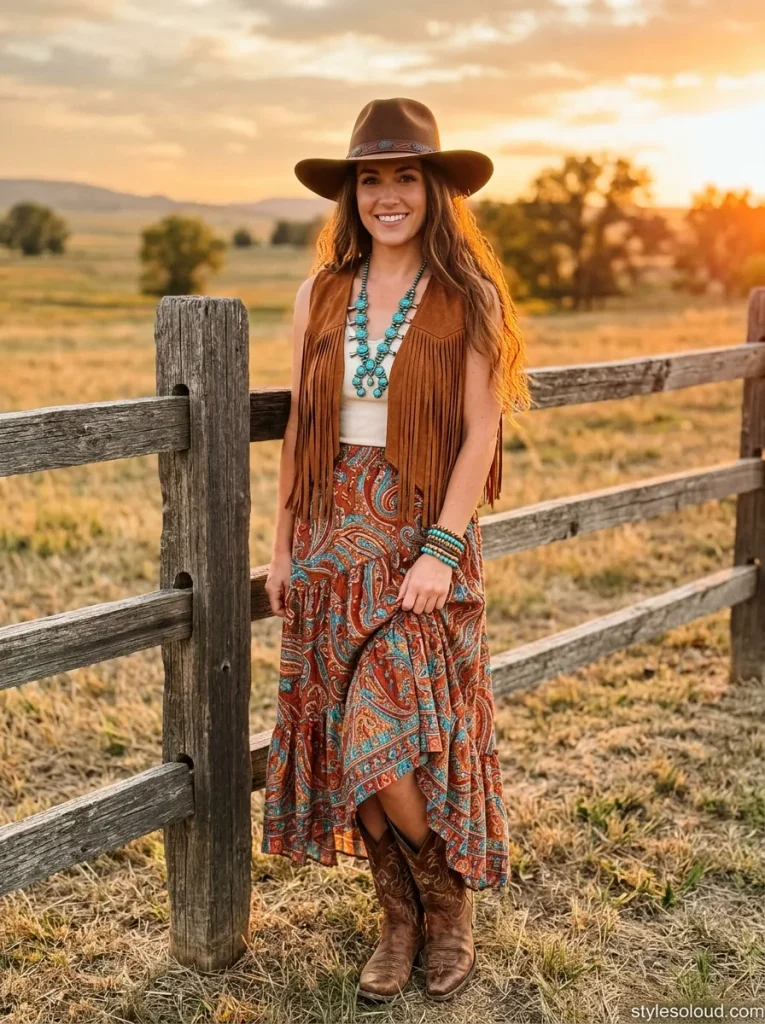 Squash Blossom Necklace & Brown Felt Hat