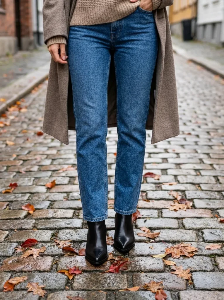 Straight-Leg Jeans + Pointed Booties