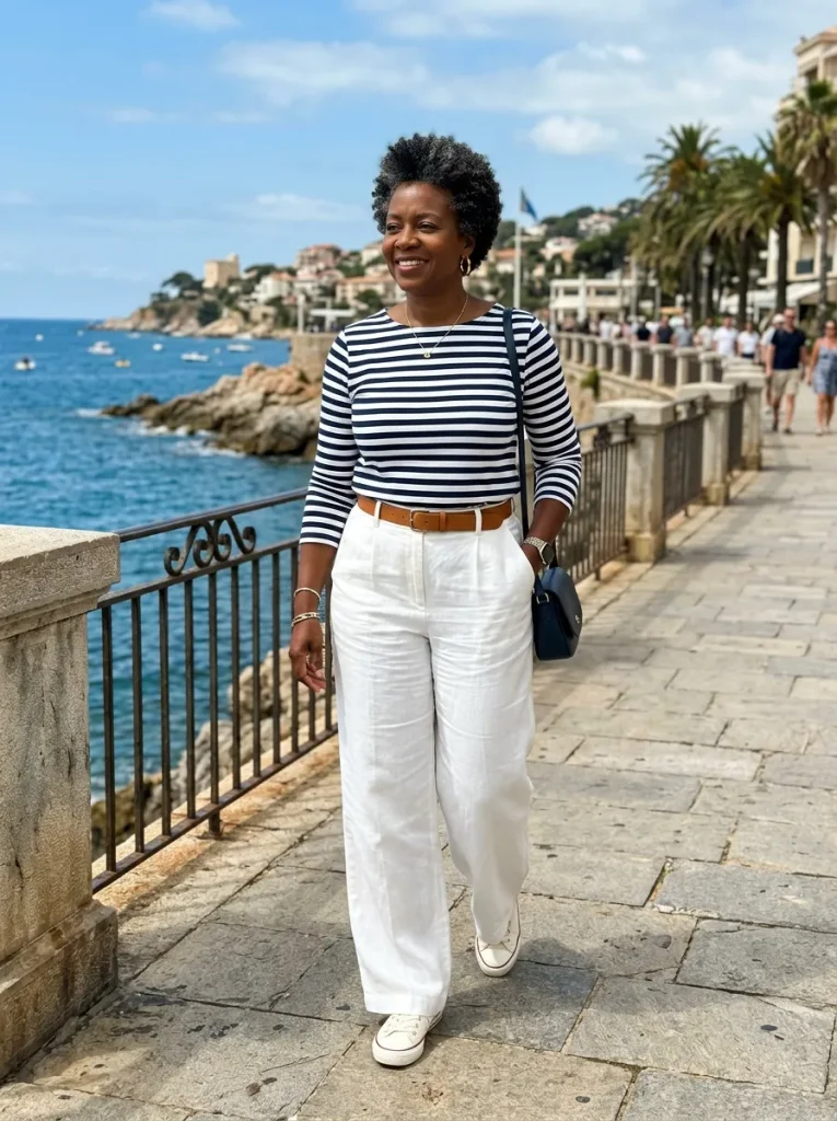 Striped Sailor Tee & White Trousers