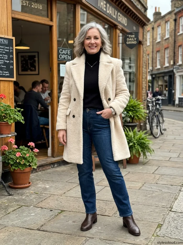Structured Teddy Coat and Straight-Leg Trousers