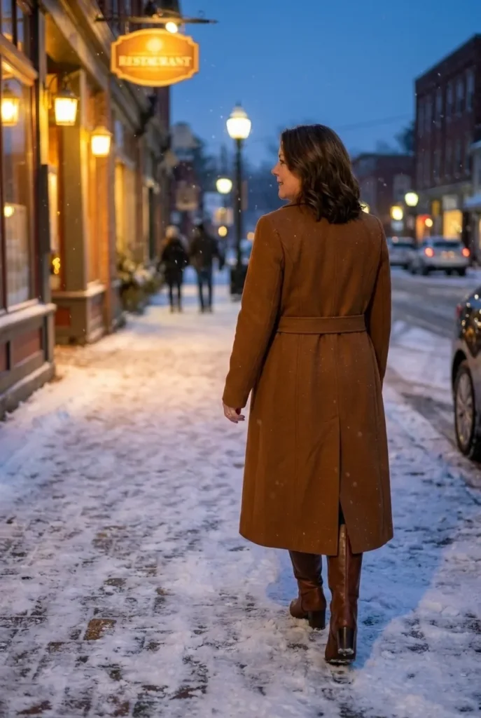Structured coat kept on — cognac brown wool