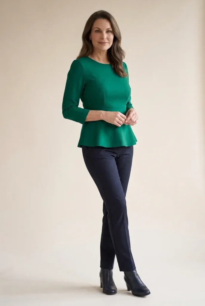 Structured top with shape — emerald green