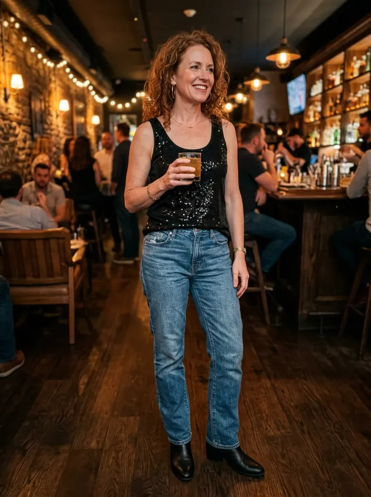 Subtle Sequin Top with Denim
