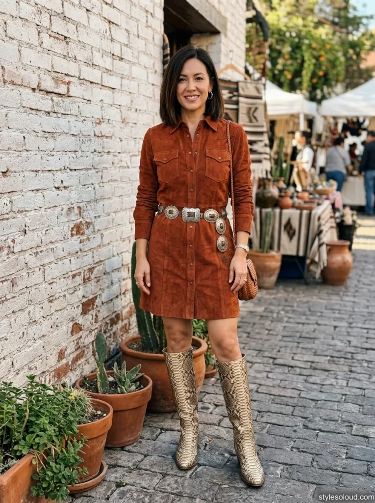  Suede Shirt-Dress & Concho Belt