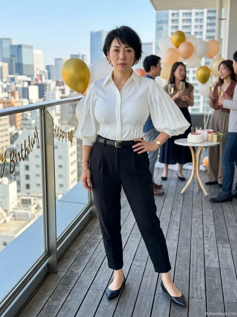 Tailored Crepe Joggers and a structured Silk Blouse