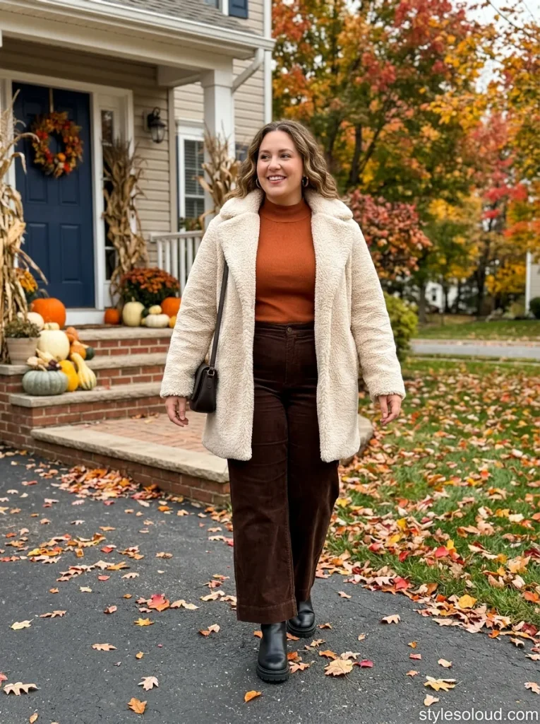 Teddy Coat & Corduroy Trousers