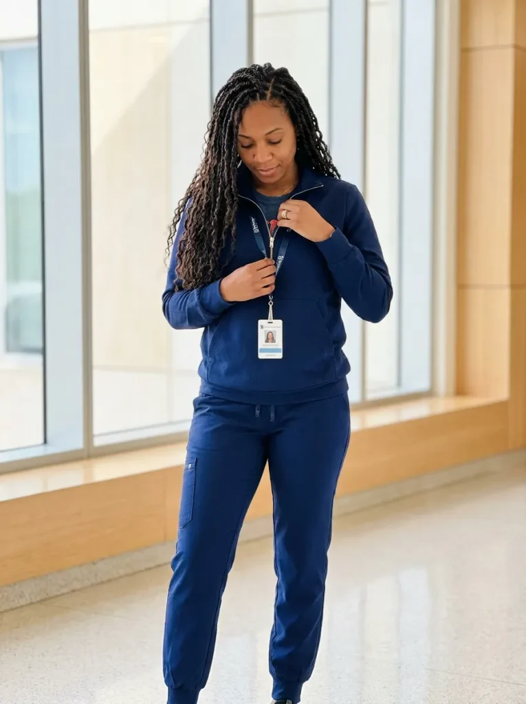 The Half-Zip Scrub Top Silhouette
