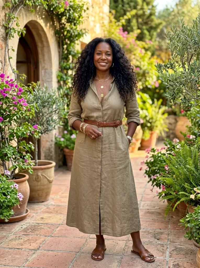 The Maxi Shirtdress with Gold
