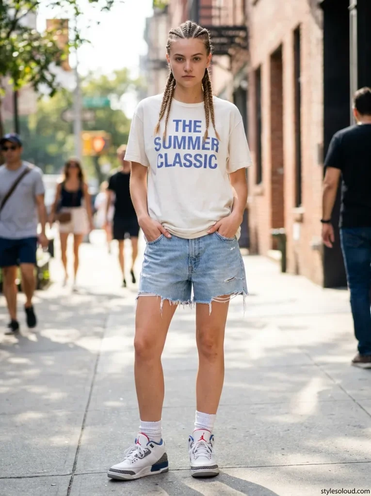 The Summer Classic Graphic Tee and Distressed Denim