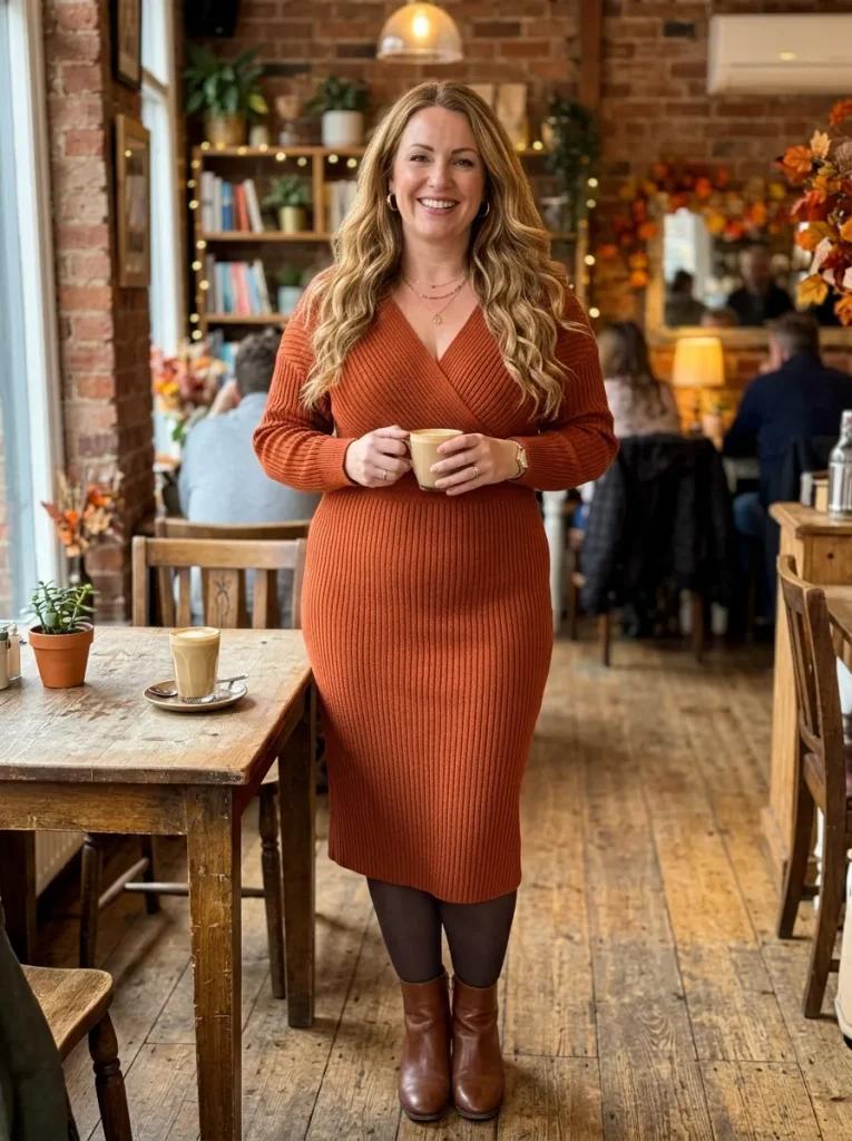  The Surplice-Neckline Knit Sweater Dress