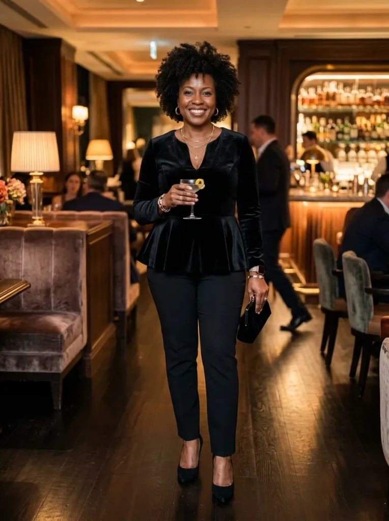 The Velvet Peplum Slim Trousers