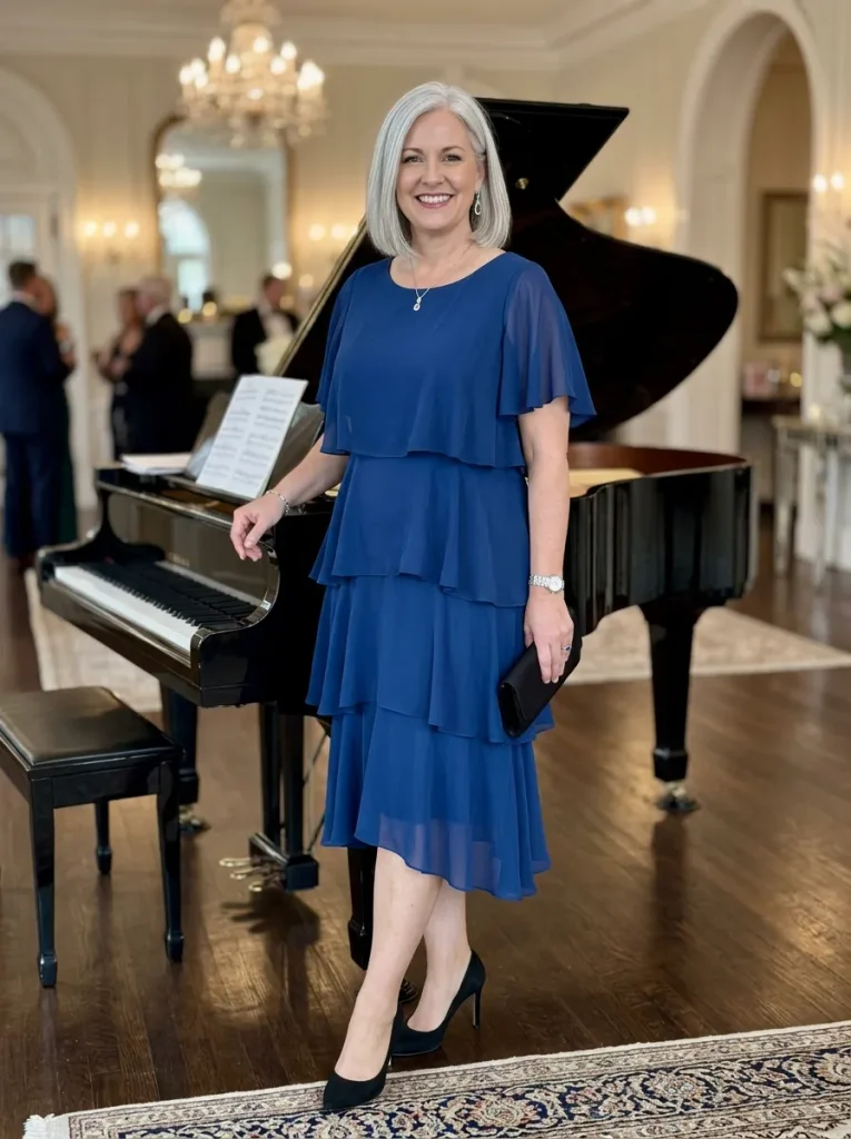 Tiered Chiffon Cocktail Dress