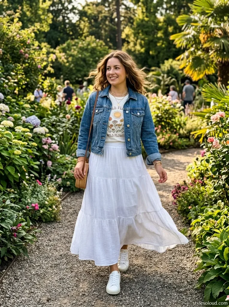 Tiered Maxi Skirt & Denim Jacket