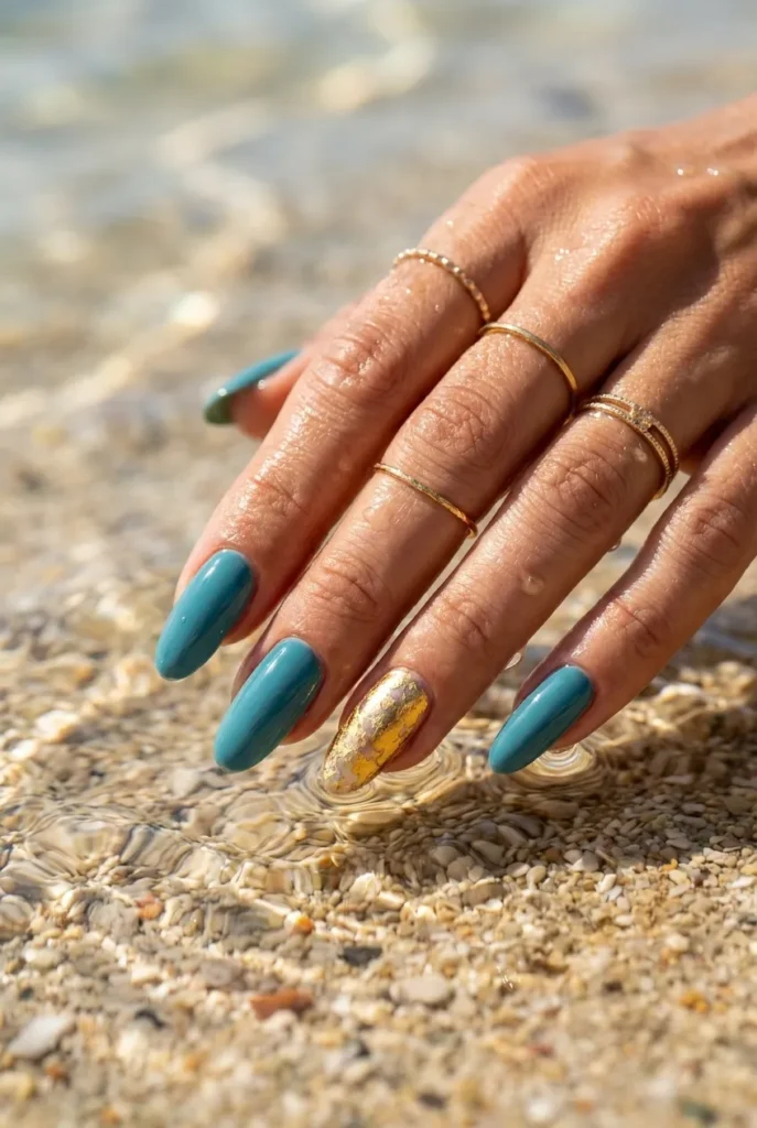 Turquoise Teal Nails art