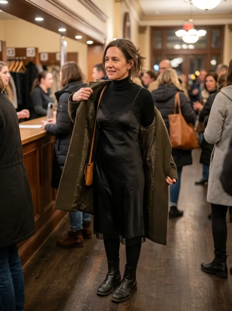 Turtleneck Under Slip Dress