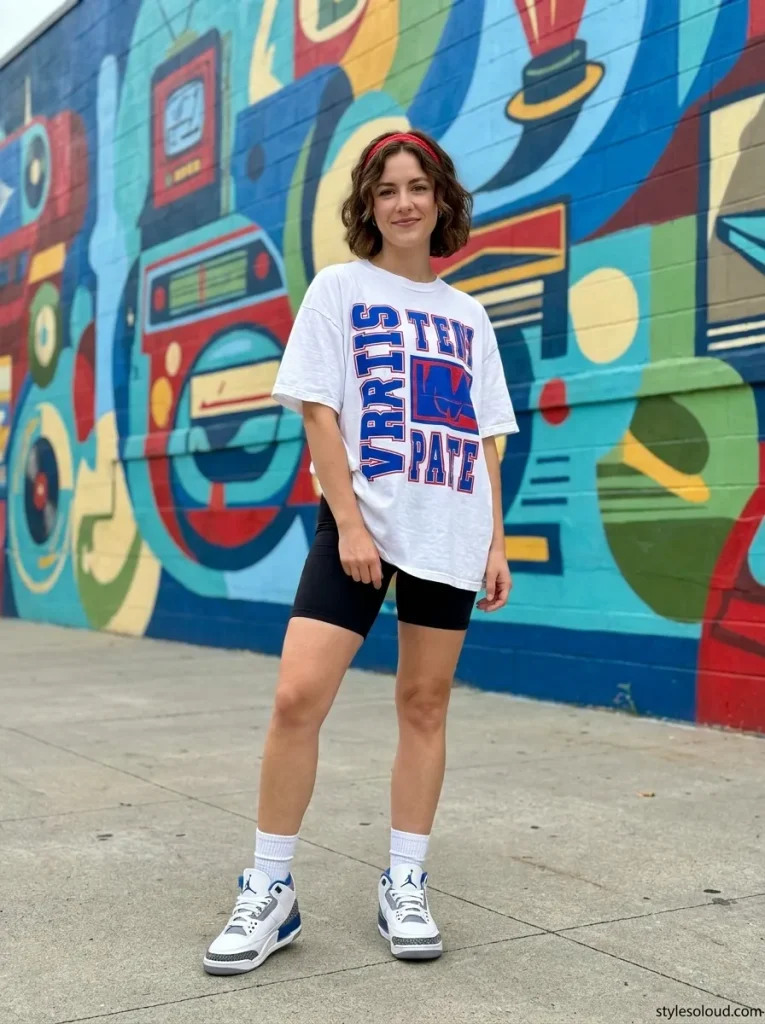 Vintage Graphic Tee & Bike Shorts The Y2K Vibe