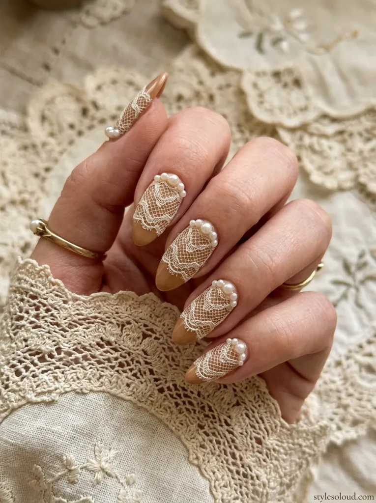 Vintage Victorian Cream Lace with Pearl Accents