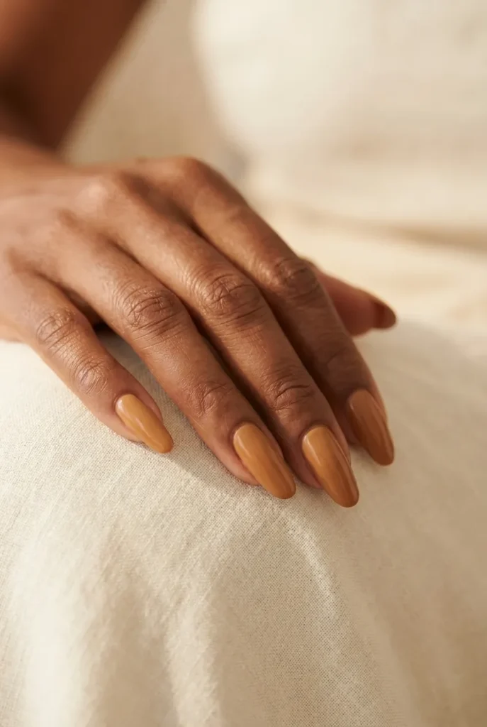  Warm caramel nude for deeper skin nails design